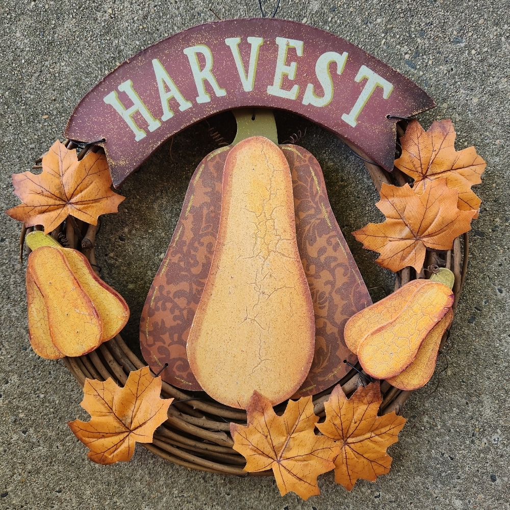 Harvest Pumpkin Wood Grapevine Fall Wreath